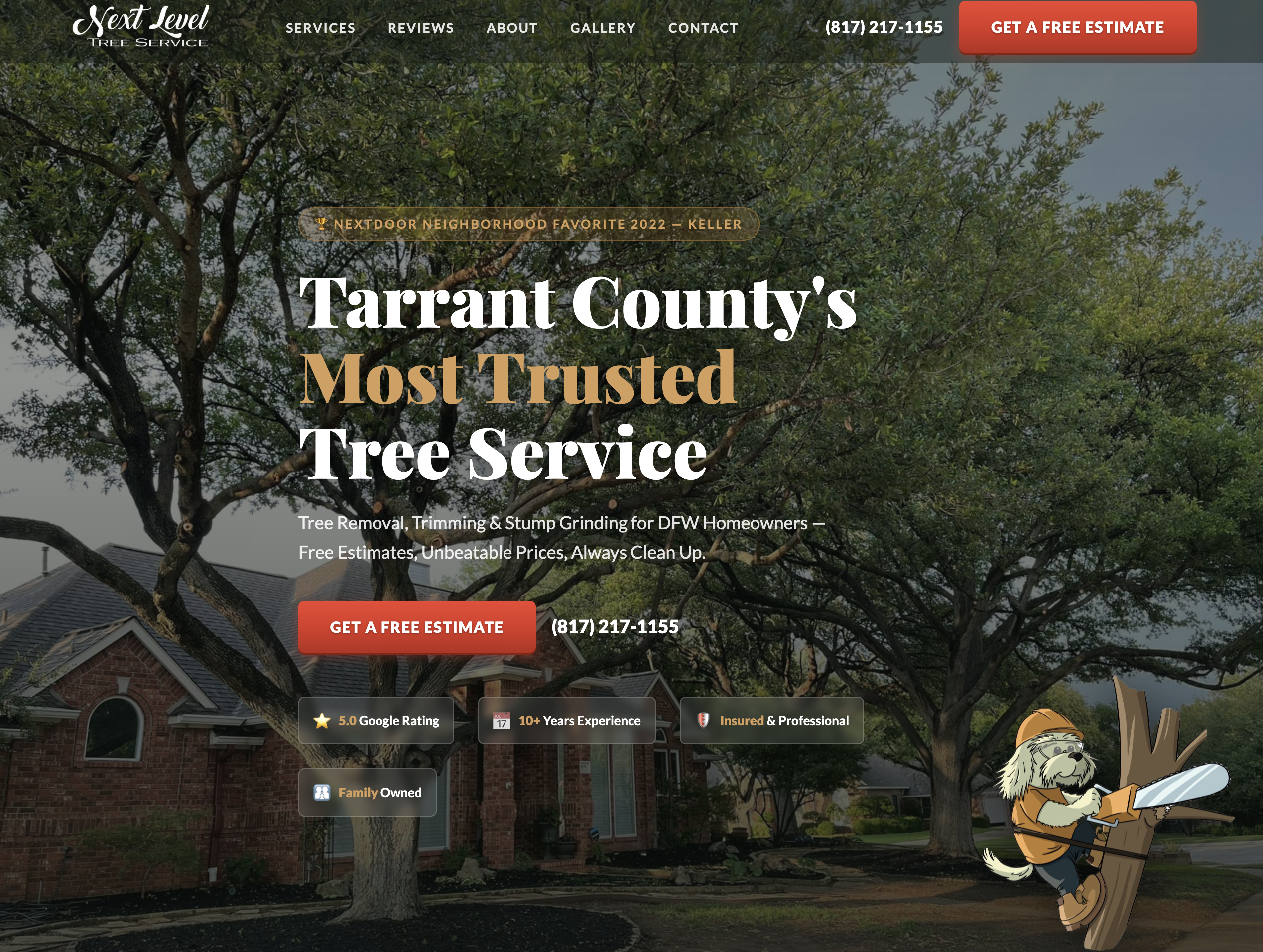 Next Level Tree Service website screenshot