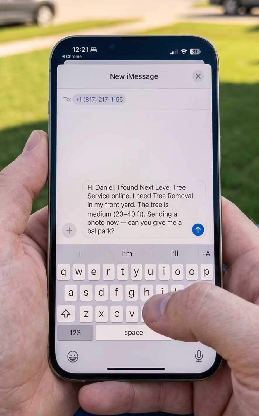 Step 3: One-tap text screen